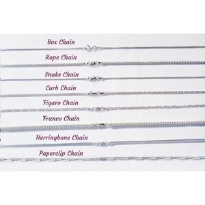 925 Sterling Silver Chain Italy, Rope, Snake, Figaro, Box, Cuban Curb, Paperclip